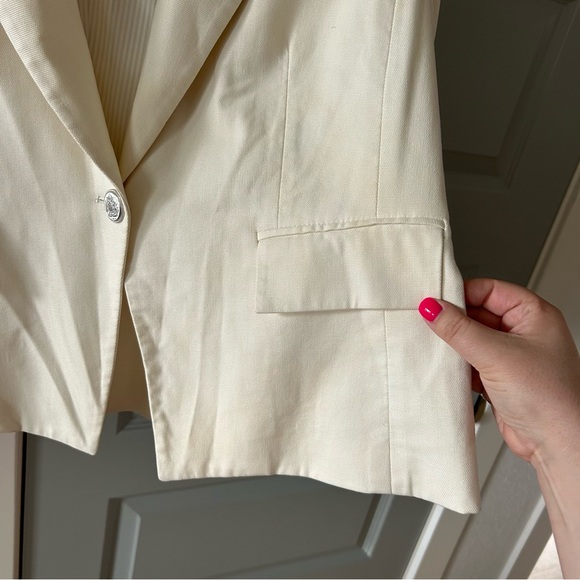 Veronica Beard Danielle One Button Dickey Cropped Blazer Jacket Ivory - Picture 8 of 11